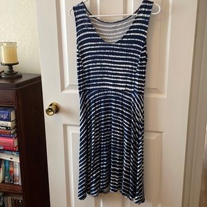 a.n.a tank dress navy with white stripes. Soft. Comfortable. Medium. Nice